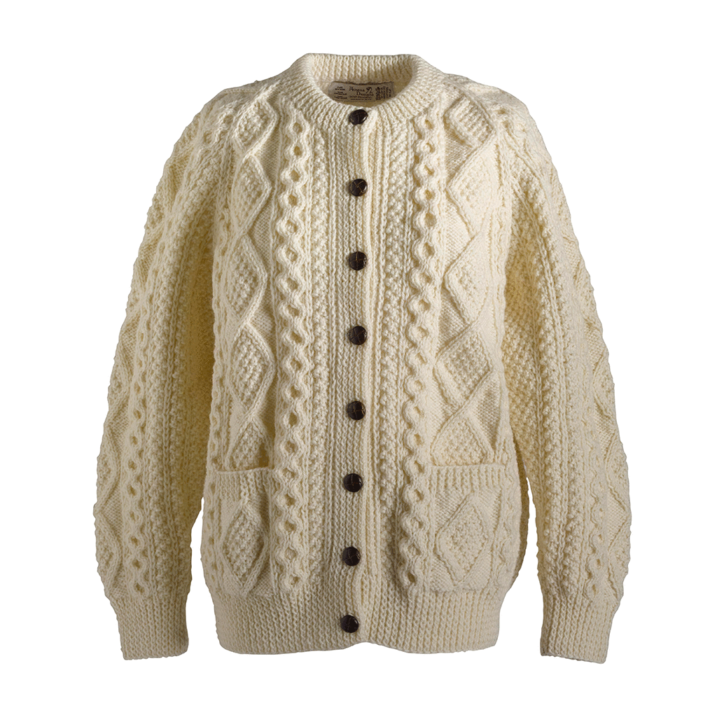 Ladies Hand Knit Crew Neck Cardigan Edinburgh Castle Scottish Imports